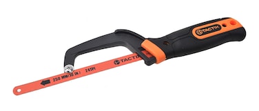 Tactix 250mm (10-Inch) Mini Hacksaw, Compact Hand Hack Saw Metal Frame with Bimetal Blade, Especially Cuts in Tight Spaces, Cutting Tool for Metal Wood PVC- 267053