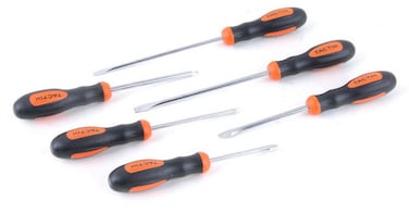 Tactix 6 PCS Basic Screwdriver Set, 2 Phillips And 4 Flat, Professional Cushion Grip, Chrome-vanadium steel blade, 6-Piece Hand Tools Set for DIY, Professional, and Electrical Work- 205439