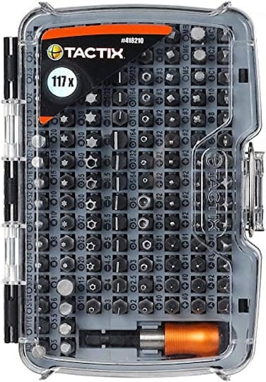 Tactix 117-Piece Master 1/4 Inch Cr-V Bits Set - Complete Kit for Daily Needs, Perfect for DIY and Professionals, Ideal for Home Repairs, Maintenance and Projects- 418210