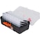Tactix Multifunctional Tool Box with 3 Cantilever Trays, Bulk Storage, Multiple Compartments, Lockable, Clear Lid, Organizer for Tools, Hardware &amp; Small Parts, Size: 45W x 22D x 21.3H cm - 320311