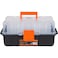Tactix Multifunctional Tool Box with 3 Cantilever Trays, Bulk Storage, Multiple Compartments, Lockable, Clear Lid, Organizer for Tools, Hardware &amp; Small Parts, Size: 45W x 22D x 21.3H cm - 320311