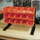 Tactix 15 Pc Tabletop Bin Rack, Heavy-Duty Powder-Coated Metal Rack Frame Storage Organizer with Removable Bins, Easy Assembly for Garage, Home &amp; Office, Orange- 320621