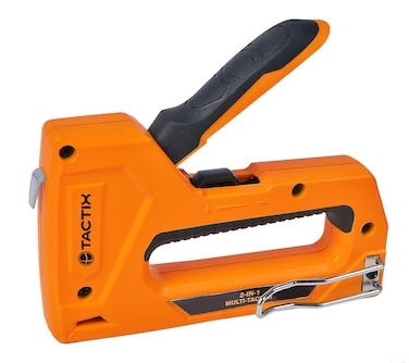 Tactix Staple Gun Heavy Duty, 2-in-1 Stapler Gun, 6-14 mm, Manual Power Adjustment, Belt Clip, Stapler Gun for Wood, Crafts, Carpentry, Decoration, Orange- 218013