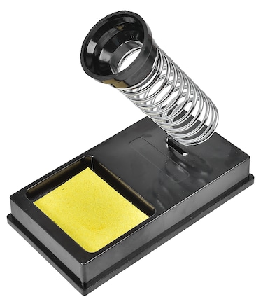 Tactix Solder Iron Stand with Coil Holder and Cleaning Sponge Tray, Durable Heat-Resistant Base for Soldering Irons, Ideal for Electronics DIY and Repair Work- 406905