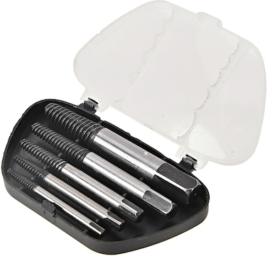 Tactix Damaged Screw Extractor Kit, 5PC Set Carbon Steel Stripped Screw Extractor, Broken Bolt Extractors Kit, Easy Out Damaged Bolts Remover Tool - 386405