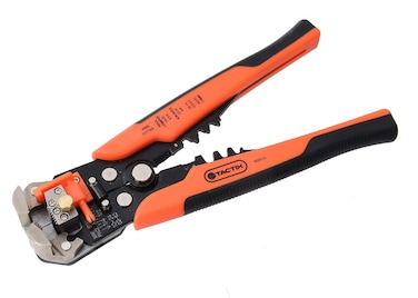 Tactix Automatic Wire Stripper, Heavy Duty Wire Stripping Tool for 1.0-3.2mm Cables, Precision Wire Cutter with Clamping Action &amp; Length Gauge, Black/Orange- 400011