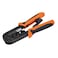 Tactix 3-in-1 Crimping Tool with Ratchet Function, Connector Crimper, Cuts &amp; Strips Network &amp; Telephone Cables, Durable &amp; Professional Grade, Black/Orange- 401013