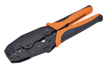 Tactix Wire Crimping Tool for Insulated Electrical Connectors, Ratcheting Wire Crimper Tool, Crimp Tools, Ratchet Terminal Crimper, Crimping Pliers, Orange/Black - 401035