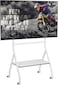 Mobile TV Stand for 32&ndash;86 Inch Screens, Height Adjustable with Lockable Wheels, VESA 600x400mm, Max Load 45 kg, Shelf Load 10kg, White