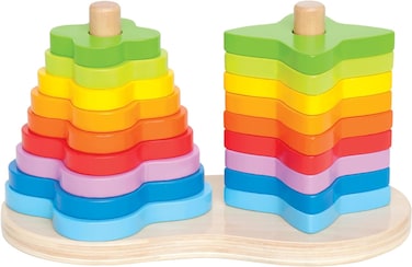 Hape Double Rainbow Stacker, Wooden Stacking &amp; Sorting Block Building Toy For Kids