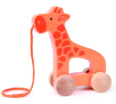 Hape, Giraffe Wooden Push And Pull for Toddler, Wooden Toys For Walking Toddlers, Interactive Wooden Animal Toy, Educational Pull Along Toy, Early-Learning and Early Development Toys