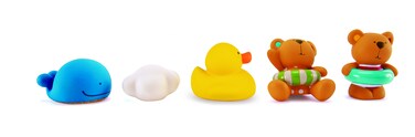 Hape Teddy and Friends Bath Squirts  Multi Color Little Fun Splashers, Educational Bath Toy for Kids  months+