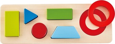 Hape Geometry Puzzle, Wooden Geometric Shapes, Learning &amp; Educational Puzzle, Wooden Toy, Made From High Quality Wood, Puzzle For Toddlers, Gift For Toddlers