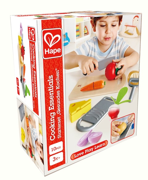 Hape Cooking Essentials Toy   Play Food Cutting Vegetables Set for Kids, Wooden Food Kitchen Accessory Toys