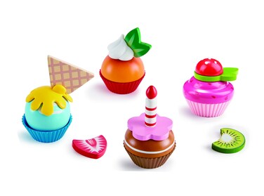 Hape Cupcakes   Colorful Wooden Cupcakes, Children’s Pretend Play Food Kitchen Toy