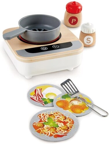 Hape Fun Fan Fryer, Wooden Tabletop Stove With Fan, Kitchen Playset For Preschoolers, Includes Salt And Pepper Shakers, Six Recipes And More