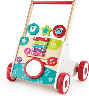 Hape My First Musical Walker, Learning Walker, Push And Pull Baby Walker Trainer With Music Box &amp; Activity Toy, Wooden Toys, Educational Toy, Ages 10 Months And Up