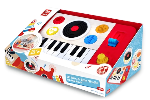 Hape DJ Mix &amp; Spin Studio   Portable DJ Studio with Lights &amp; Sounds Music Toy Playset, 12 Months - 5 Years