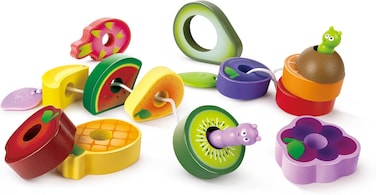 Hape Caterpillar Fruit Feast Wooden Playset, Wooden Kitchen Toys For Kids, Multicolor Fruit Toys For Toddlers, 15pcs, 2 Strings &amp; 13 pcs fruit, Develops Fine Motor Skills, Focus And Imagination 2Y+