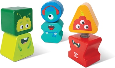 Hape Building Block Monster Buddies, Mix &amp; Match Colours, 2Y+, 3 Pieces,