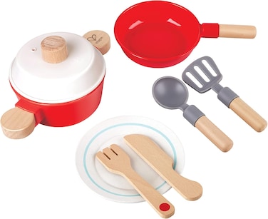 Hape Little Chef Cook &amp; Serve Set, Red, E3188