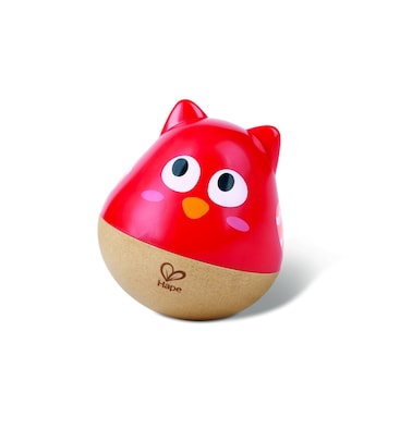Hape Owl Musical Wobbler - Red Musical Toy for Babies   Music Toys For Infants   Encourages Music Exploration   Compact Size for Travel   Ages 0M and Up