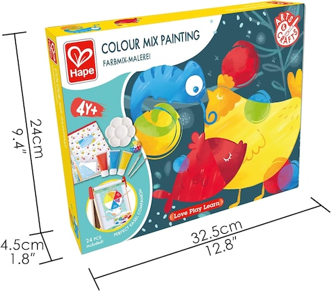 Hape Color Mix Painting, Activities And Art Supplies For Kids With Paint Set, Art Brushes, Paint Palette, Color Wheel, Binder Clip And A3 Activity Book, Art Kit For Children Ages 4 And Up
