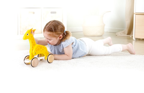 Hape Giraffe Pull Along - Wooden Toddler Toy with Moving Head and Feet   Smooth Wheels for Easy Pulling   Learning Toy for Walking Skills   Ages 12 Months+