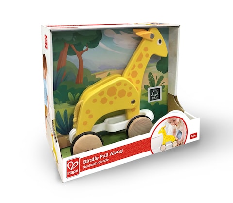 Hape Giraffe Pull Along - Wooden Toddler Toy with Moving Head and Feet   Smooth Wheels for Easy Pulling   Learning Toy for Walking Skills   Ages 12 Months+
