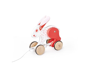 Hape Bunny Pull Along - Wooden Toddler Toy with Moving Head and Feet   Smooth Wheels for Easy Pulling   Learning Toy for Walking Skills   Ages 12 Months+