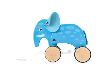 Hape Elephant Pull Along - Wooden Toddler Toy with Moving Head and Feet   Smooth Wheels for Easy Pulling   Learning Toy for Walking Skills   Ages 12 Months+