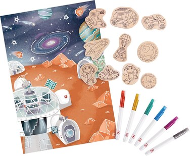 Hape Color It Yourself Mars Magnet Set, Glitter Markers, For Educational Toys