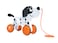 Hape Wooden Dalmatian Push and Pull Along Toy   Interactive Puppy Toy with Non-Scratch Wheels  Enhance Walking Skill For Toddlers   High-Quality Wooden Toy