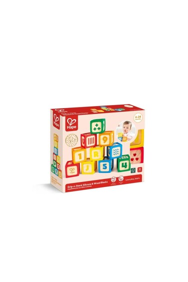 Hape Grip-n-Stack Silicone &amp; Wood Blocks E0131