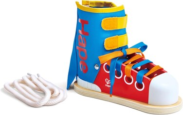 لعبة ربط الأحذية الرياضية من هابي - لعبة تعليمية لتعلم ربط الأحذية، مناسبة للأطفال في مرحلة ما قبل المدرسة والأطفال الصغار، لتنمية مهاراتهم في ربط الأربطة.