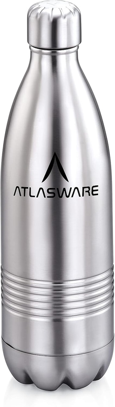 Atlasware Hot and Cold Vacuum Food-Grade Mould-Free Stainless Steel Water Bottle, Grey, 1000 ml