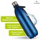 Atlasware Stainless Steel Vacuum Bottle with Carry Handle, Double-Wall Insulated and Leak-Resistant, Dark Blue, 1750 ml