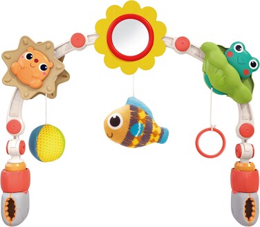 قوس أنشطة محمول للأطفال من هولا - لعبة قابلة للتعديل لعربة الأطفال أو مقعد السيارة أو سرير الأطفال، مزودة بخشخيشات تفاعلية، وعضاضات، ومرآة، وألعاب حسية لتنمية المهارات الحركية الدقيقة والإدراكية (من