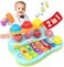 مركز بوب آند بلاي للموسيقى 3 ​​في 1، لعبة مونتيسوري، لعبة طرق، إكسيليفون، مفاتيح بيانو بألوان قوس قزح، ميزات تعليمية لتنمية الحواس، وتنسيق اليد والعين، والتعلم الموسيقي المبكر، مناسب للأطفال من عمر