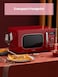 COMFEE&#39; Microwave Oven Retro Vintage 20L 800W With 8 Automatic Menus, 5 Power Levels, Elegant Design, Easy To Use, Compact Size - Passionate Red