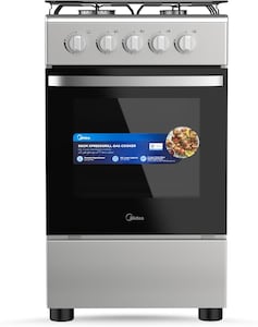 Midea 50x55cm Cooker, Full Gas Cooking Range With 4 Burners, Manual Ignition And Full Safety MFO-MG20TE-OL Silver