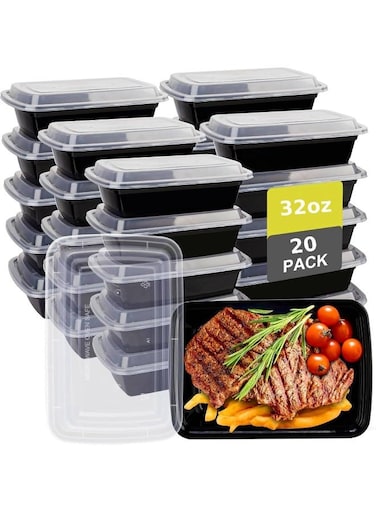 [20 Pack]   32 Oz Meal Prep Containers With Lids   1 Compartment Plastic Food Storage Containers   Food Container   Lunch Boxes For Adults