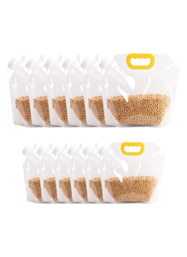 12 Pieces Large Multigrain Storage Bags, Washable Reusable Stand up Grain Container, Fresh-keeping Moisture-proof Sealed Bag, Large Hole Pour Storage Pouches for Food Grain Beans Liquid Storage