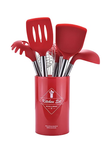 Silicone Non-Stick Utensils Set Red