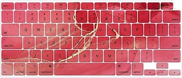 US Layout English language Silicone Keyboard Cover Skin For MacBook Air 13" 2020 With Touch ID Model:- A2179/A2337 M1 Chip, Keyboard Accessories" Red Marble