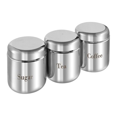 Stainless Steel Prime 3 Pcs Canister Container Set for Kitchen Storage (Sugar, Tea, Coffee)