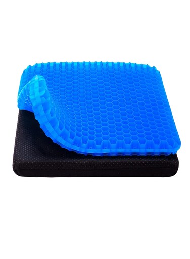 Gel Seat Cushion, Cooling Thick Big Breathable Honeycomb Design Absorbs Pressure Points Seat Cushion with Non-Slip Cover for Office Chair Home Cars Wheelchair, Blue