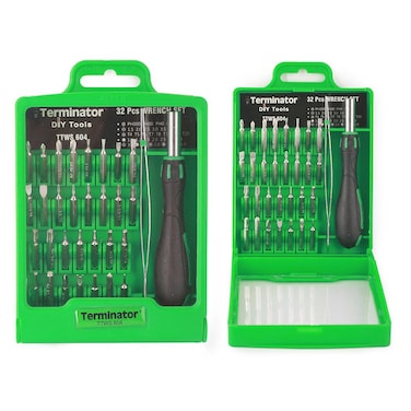 Terminator Mini Screw Driver 32 in 1 Precision Set and Tweezer With Detachable Rubber Handle