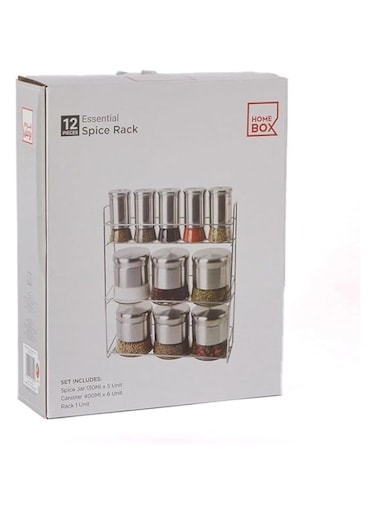 HomeBox Essential 12-Piece Glass Spice Rack Set