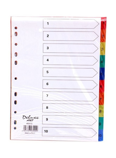 10-Tab PVC Color Divider with Numbers &ndash; Deluxe Durable Binder Index Dividers for Office